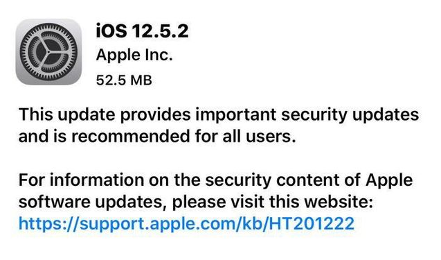 宿城苹果手机维修分享iOS12.5.2发布，建议所有老苹果用户安装 